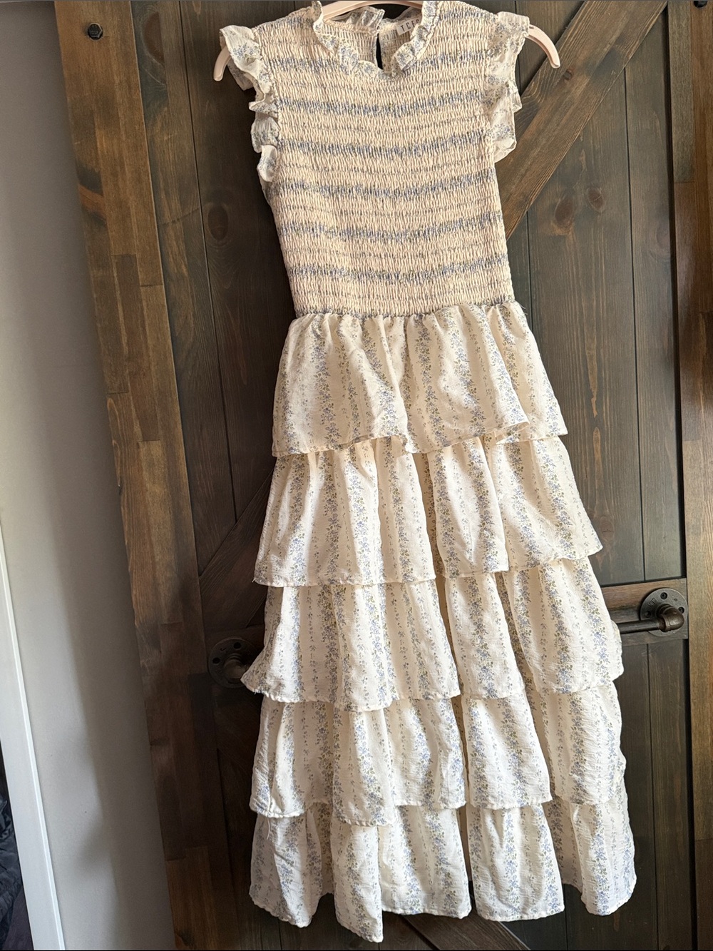 TCEC Cream Floral Tiered Ruffle Maxi Dress